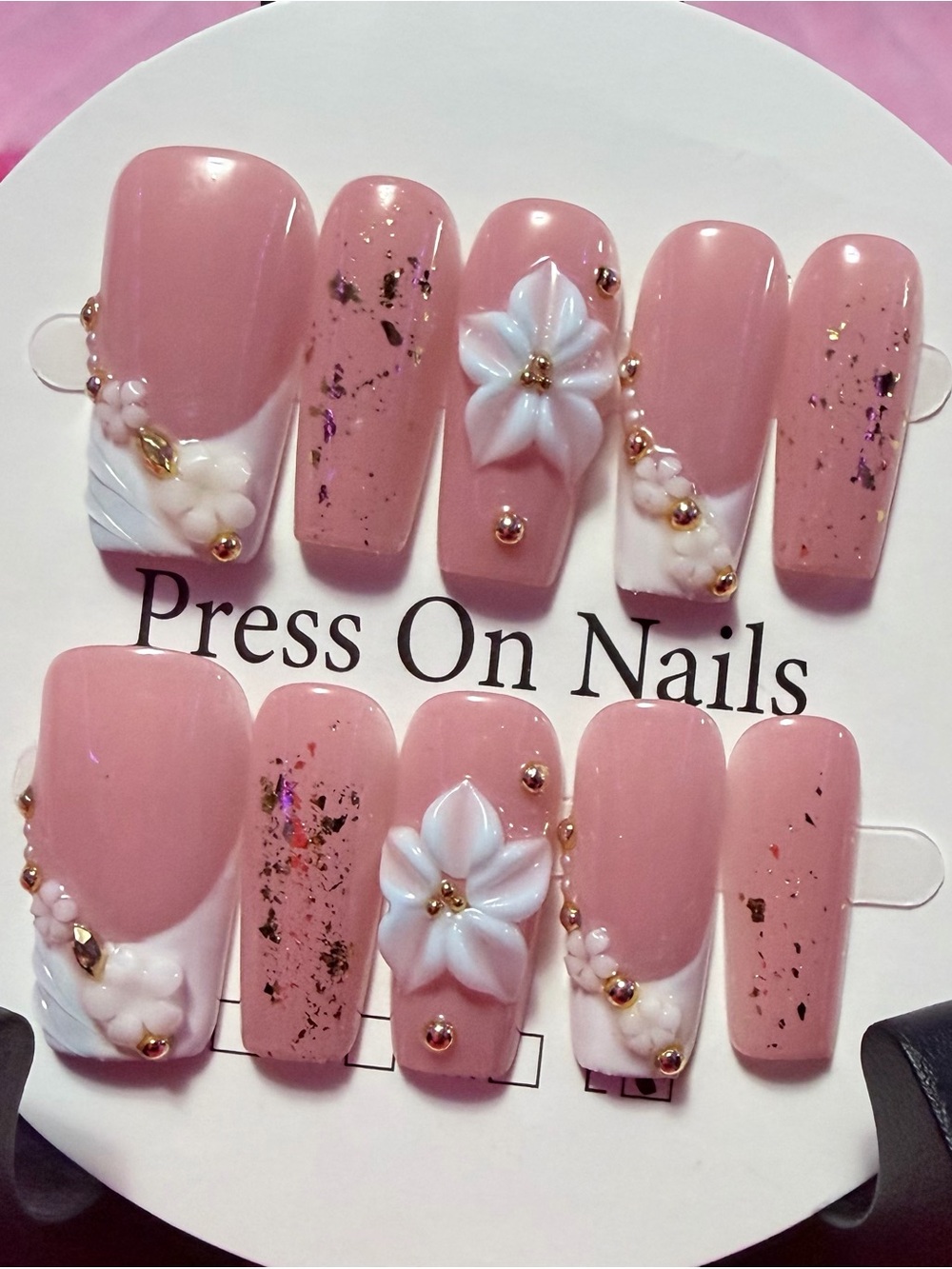 Pressed Pink Floral Press-On Nail Set